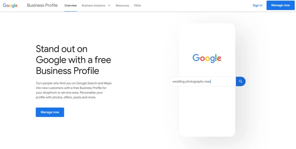 Google Business Profile Webpage